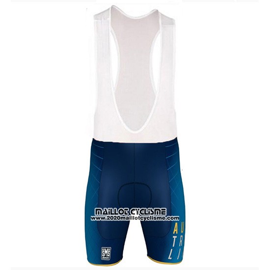 2018 Maillot Ciclismo Australie Blanc et Bleu Manches Courtes et Cuissard